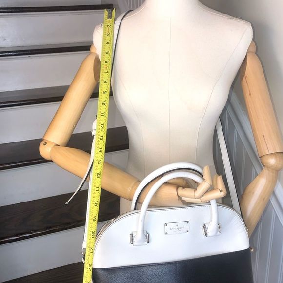 KATE SPADE White Black Leather Dome Shaped Top Handle Crossbody Satchel - Picture 10 of 17
